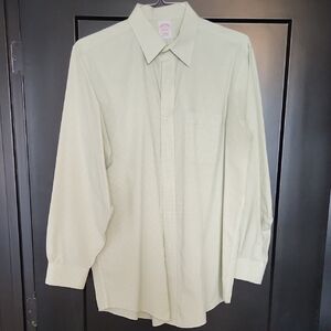 Men's Brooks Brothers Light Green Checkered Dress Shirt